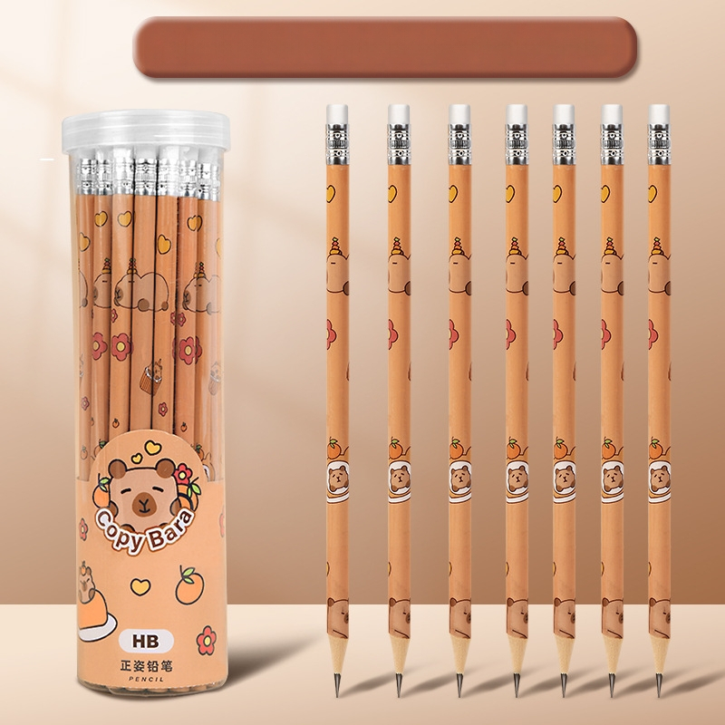 Pieštukas „Kapibala“ pradinės mokyklos mokiniams, rašantiems HB, mielas animacinis filmas su trintuku