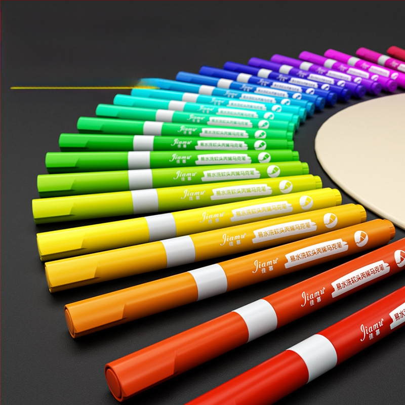 Lengvai plaunamas akrilinis žymeklis, lengvai plaunamas pradinės mokyklos mokinių dailės vaikams skirtas akvarelinis rašiklis, nepermatomas ir sudedamas darželinukams