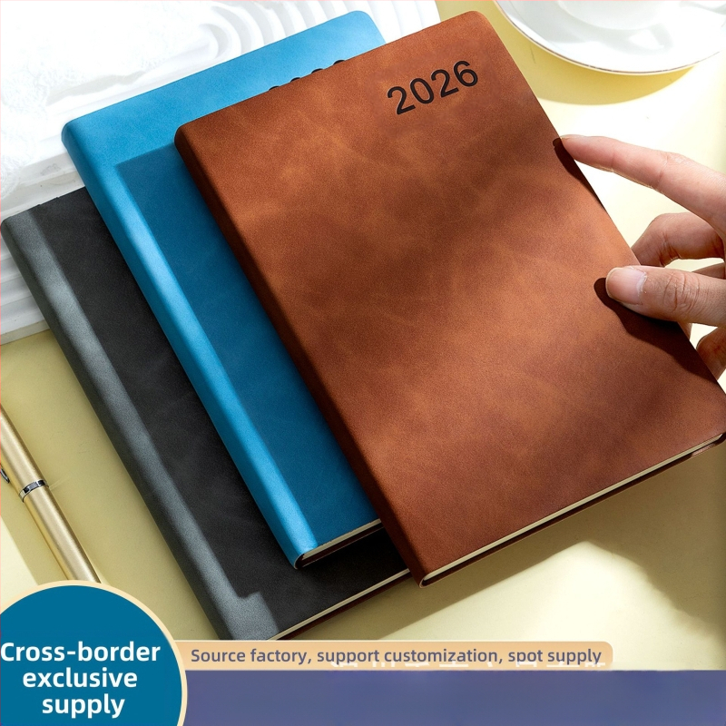 Amazon Cross-Border 2026 báránybőr ütemtervfüzet kis címkével, napi egyoldalas tervezőkönyv, éves naptár