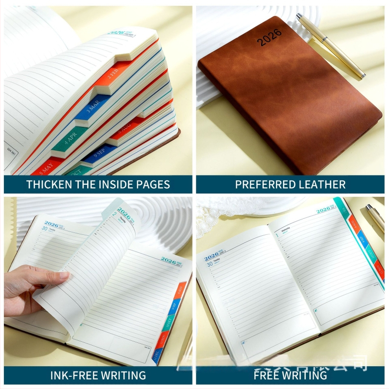 Amazon Cross-Border 2026 báránybőr ütemtervfüzet kis címkével, napi egyoldalas tervezőkönyv, éves naptár