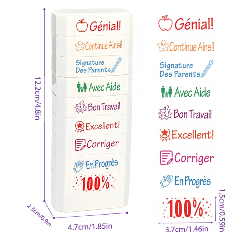 Vācu un franču valodas skolotāju celtniecības klucīšu zīmogi, krāsaini klases jautrības iedrošināšanas zīmogi, biroja zīmogi - pārrobežu tieša piegāde