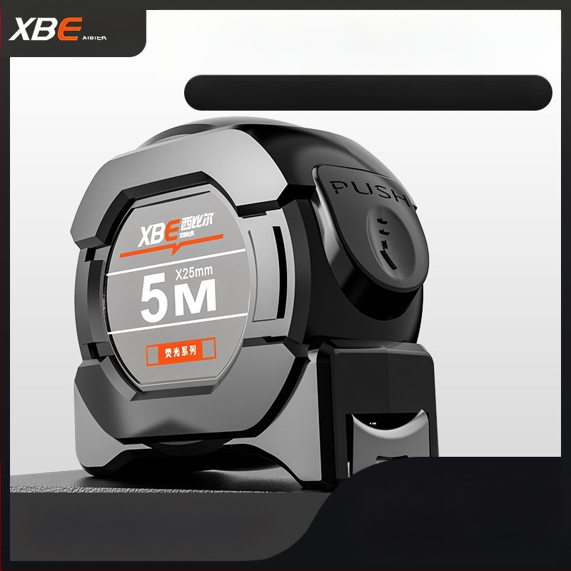 Juodos technologijos fluorescencinė liniuotė su importuota matavimo juosta 5 metrai praplatinta 7,5 metro 10 metrų storio atspari dilimui dėžutės liniuotė, didelio tikslumo matuoklis