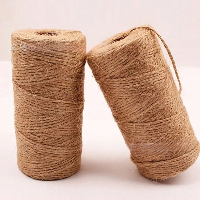 Ekologiška rankų darbo džiuto 100 m kanapių virvės rišimas, dekoratyvinė pakavimo virvė, „pasidaryk pats“ rankų darbo pintas virvės žymėjimas
