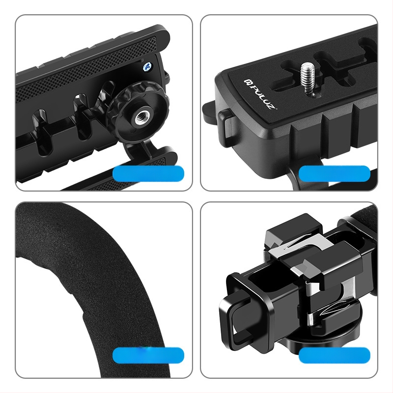 Puluz Fat Cow välgupesa C-tüüpi kronstein peegelkaameratele, välklambile, reaalajas madala kaadriga pildistamiseks, käeshoitav alus, käeshoitav stabilisaator