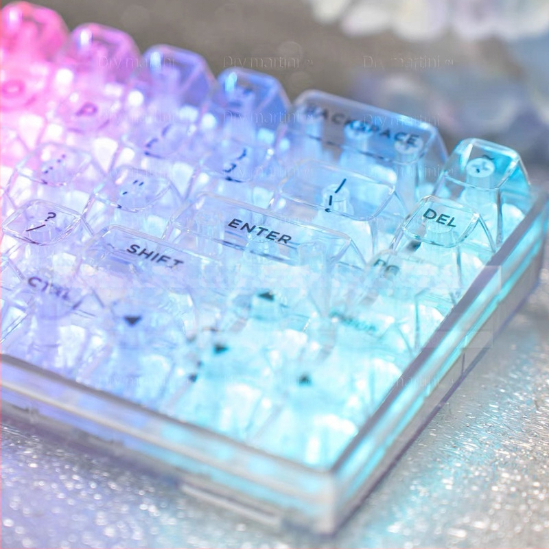 OEM-i ülimagnetilised teljeklahvid, läbipaistev kristall-arvuti mehaaniline universaalne täiskomplekt väike numbriklahvistik RGB RGB valgusefekt