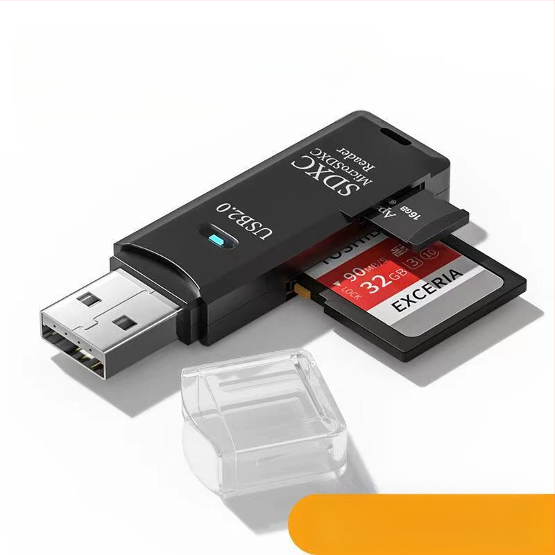 Multifunktsionaalne 2-in-1 3.0 kiire kaardilugeja, mis toetab TF/SD-kaarti, sobib kaamera, arvuti, auto, sülearvuti jaoks