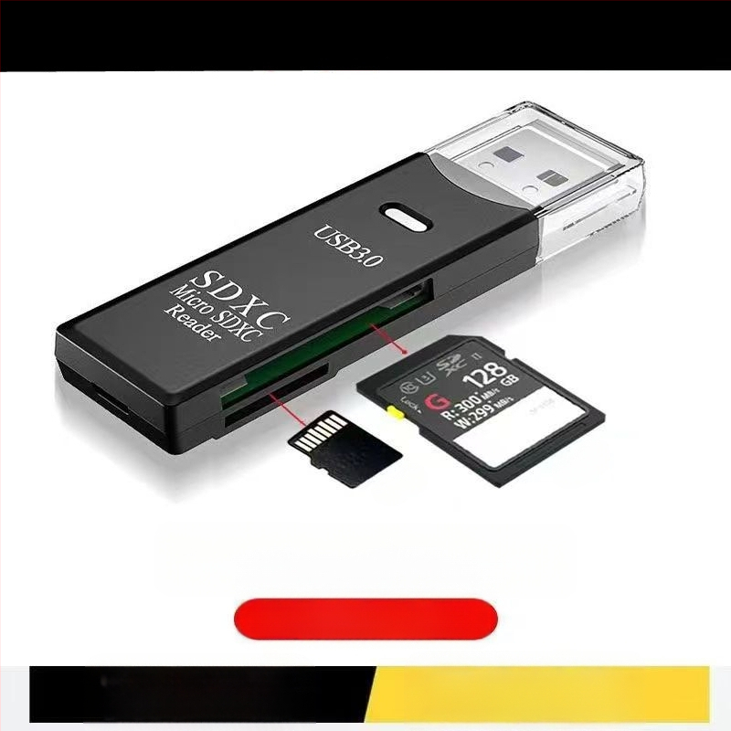 Multifunktsionaalne 2-in-1 3.0 kiire kaardilugeja, mis toetab TF/SD-kaarti, sobib kaamera, arvuti, auto, sülearvuti jaoks
