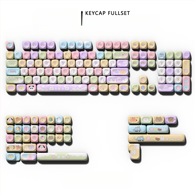 MOA-szerű magasságú karácsonyi barackrózsaszín téma nagy, teljes billentyűsapka készlet PBT ötoldalas szublimációs univerzális billentyűzetsapka