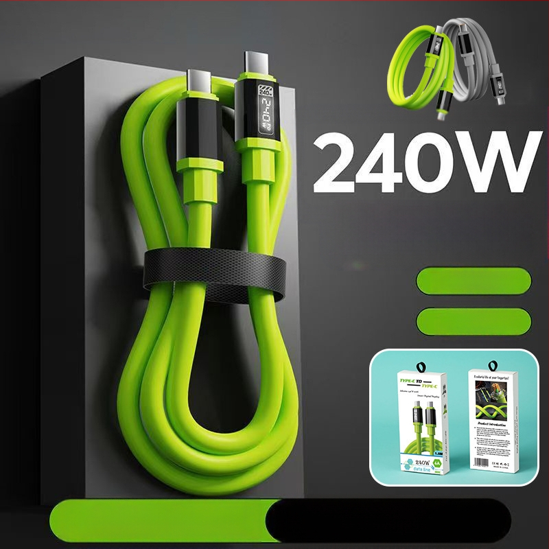 Išmanusis LED skaitmeninis ekranas silikoninis duomenų kabelis dėžutėje PD240W greito įkrovimo mobiliojo telefono kabelis, tinkantis Apple 15/16 Type-C