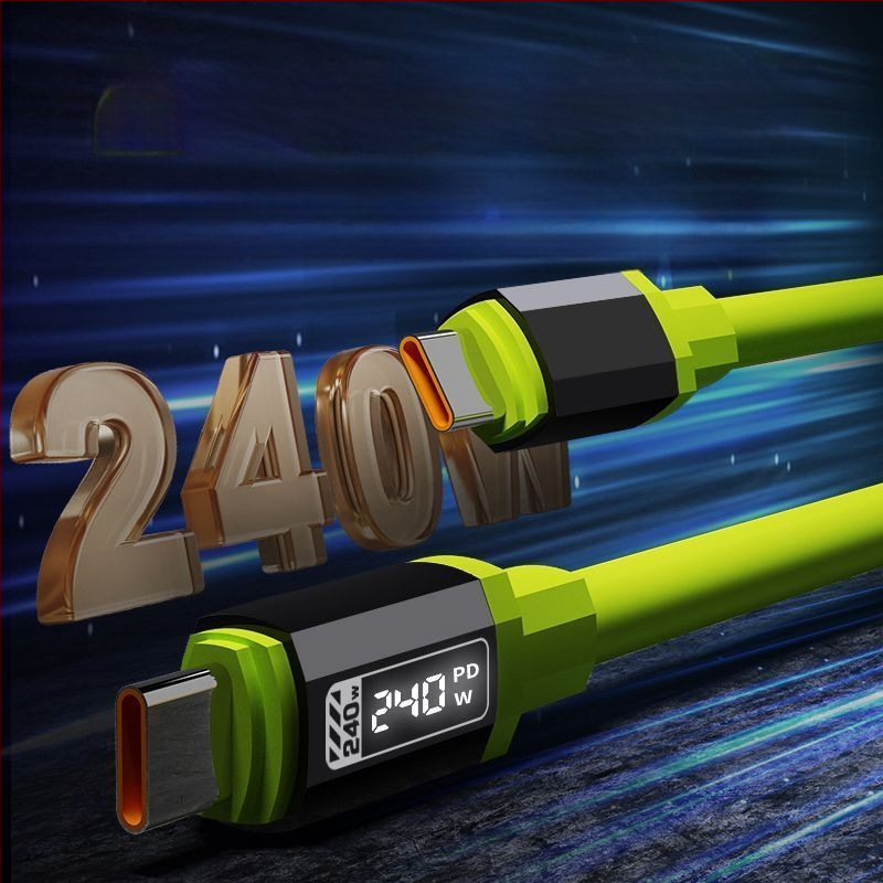 Išmanusis LED skaitmeninis ekranas silikoninis duomenų kabelis dėžutėje PD240W greito įkrovimo mobiliojo telefono kabelis, tinkantis Apple 15/16 Type-C