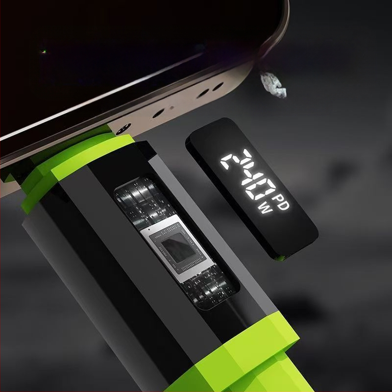 Išmanusis LED skaitmeninis ekranas silikoninis duomenų kabelis dėžutėje PD240W greito įkrovimo mobiliojo telefono kabelis, tinkantis Apple 15/16 Type-C