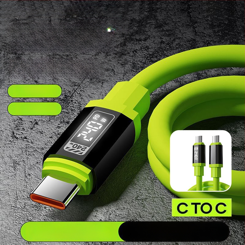 Išmanusis LED skaitmeninis ekranas silikoninis duomenų kabelis dėžutėje PD240W greito įkrovimo mobiliojo telefono kabelis, tinkantis Apple 15/16 Type-C