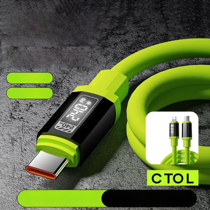 Išmanusis LED skaitmeninis ekranas silikoninis duomenų kabelis dėžutėje PD240W greito įkrovimo mobiliojo telefono kabelis, tinkantis Apple 15/16 Type-C