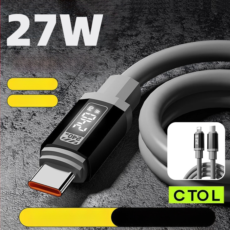 Išmanusis LED skaitmeninis ekranas silikoninis duomenų kabelis dėžutėje PD240W greito įkrovimo mobiliojo telefono kabelis, tinkantis Apple 15/16 Type-C