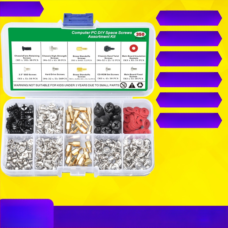 Tarpvalstybinis karšto pardavimo 300/420 vnt. stalinio kompiuterio korpuso varžtų rinkinys, pagrindinės plokštės maitinimo šaltinio ventiliatoriaus varžtai dėžutėje