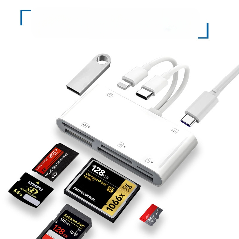 Multifunktsionaalne tf-kaardilugeja Apple`i TYPE-C/SD/MS/XD/CF/USB/USB-C kõvakettakaardilugejale