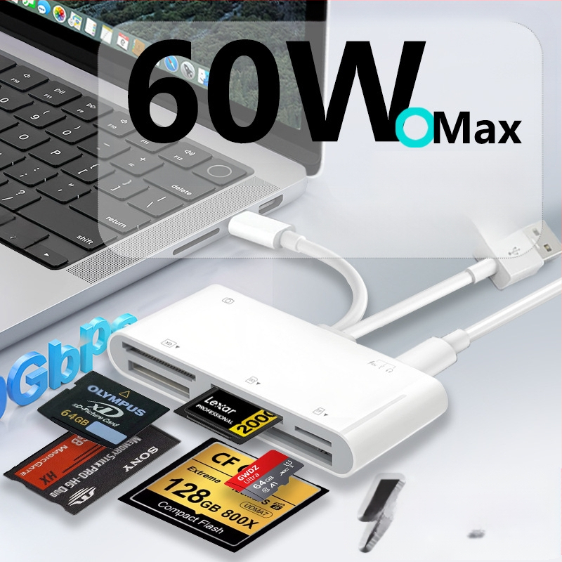 Multifunktsionaalne tf-kaardilugeja Apple`i TYPE-C/SD/MS/XD/CF/USB/USB-C kõvakettakaardilugejale