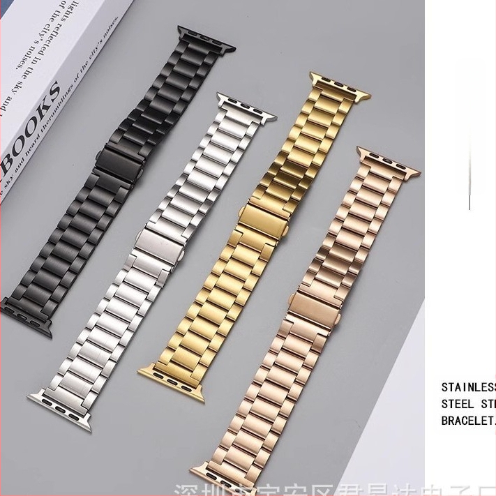 Sobib Apple Watch 9 Ultra kolme helmega roostevabast terasest õõnesrihmaga Apple Watch 8 roostevabast terasest rihmaga