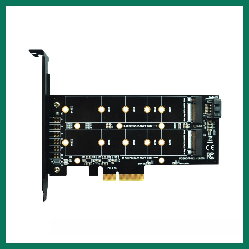 Адаптерна карта M.2 Nvme SSD NGFF към PCI X4 m Key-B с двоен интерфейс, поддържа 20110 Solid State