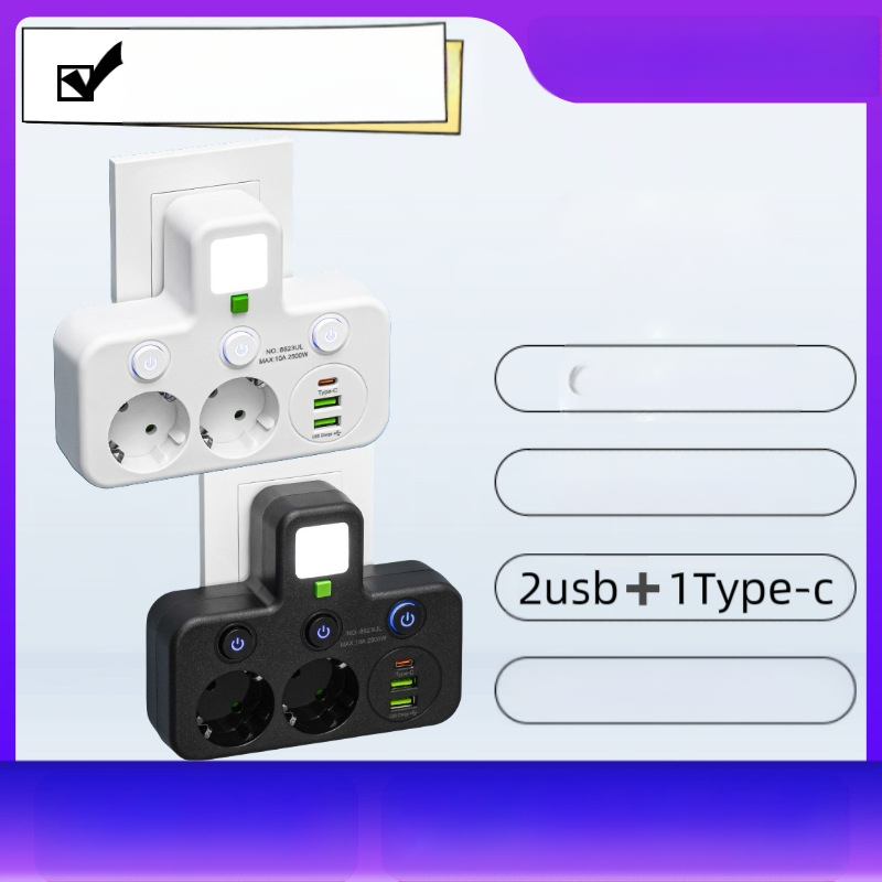 Euroopa standardne pistikupesa 2Usb + 1Type-C teisenduspesa Euroopa Venemaa Euroopa stiilis ühe kuni kolme teisenduspesa eksport