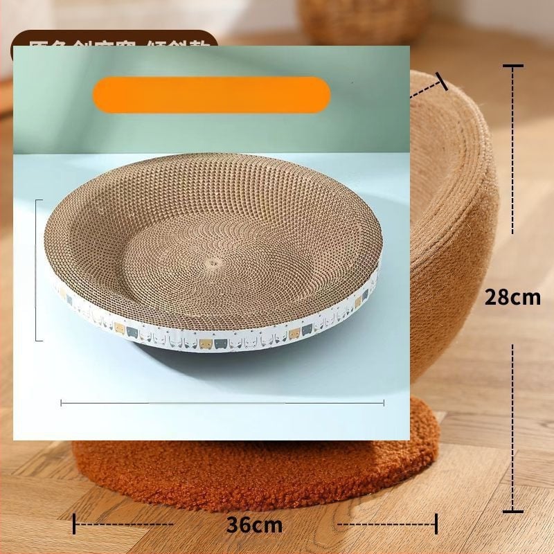 Szizál macskakaparódeszka és fészek, extra nagy macskajáték, karcálló és nem hullat morzsát. A fészektál kenderkötélből készült és nem karcolódik.