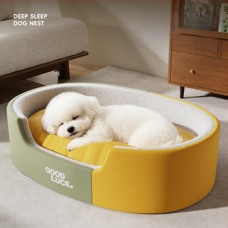 Zadebljani ovalni krevet za pse, univerzalni krevet za pse za sva godišnja doba, boks za srednje i velike pse, prostirka za pse od imitacije kože, veleprodaja preko granica
