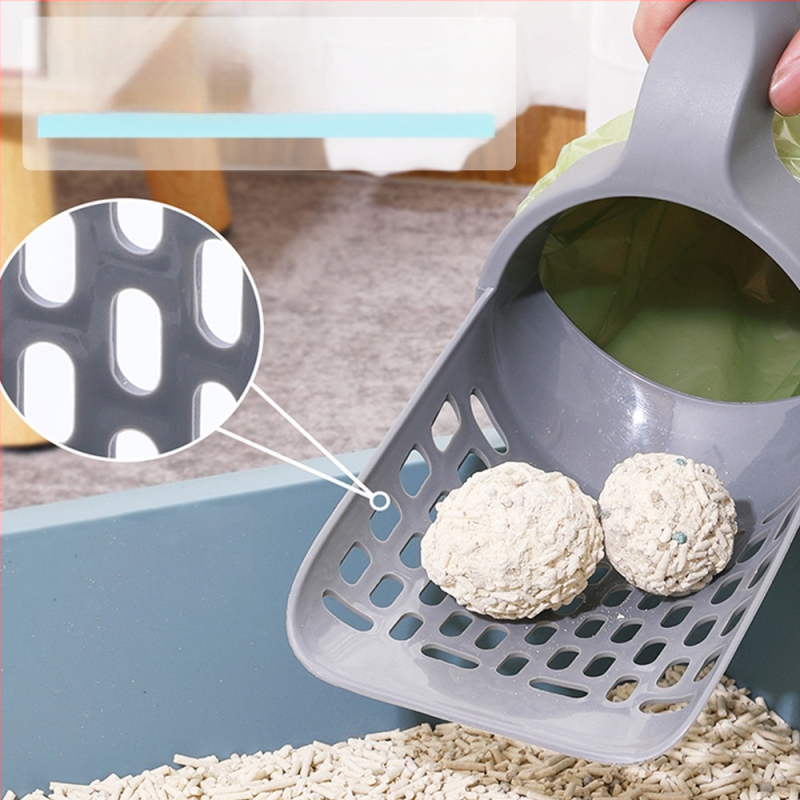 Naujas kačių kraiko kastuvas, plastikinis kačių išmatų kastuvas su šiukšlių maišu, skirtas lengvam kačių išmatų valymui, patogus „viskas viename“ kačių kraiko kastuvas