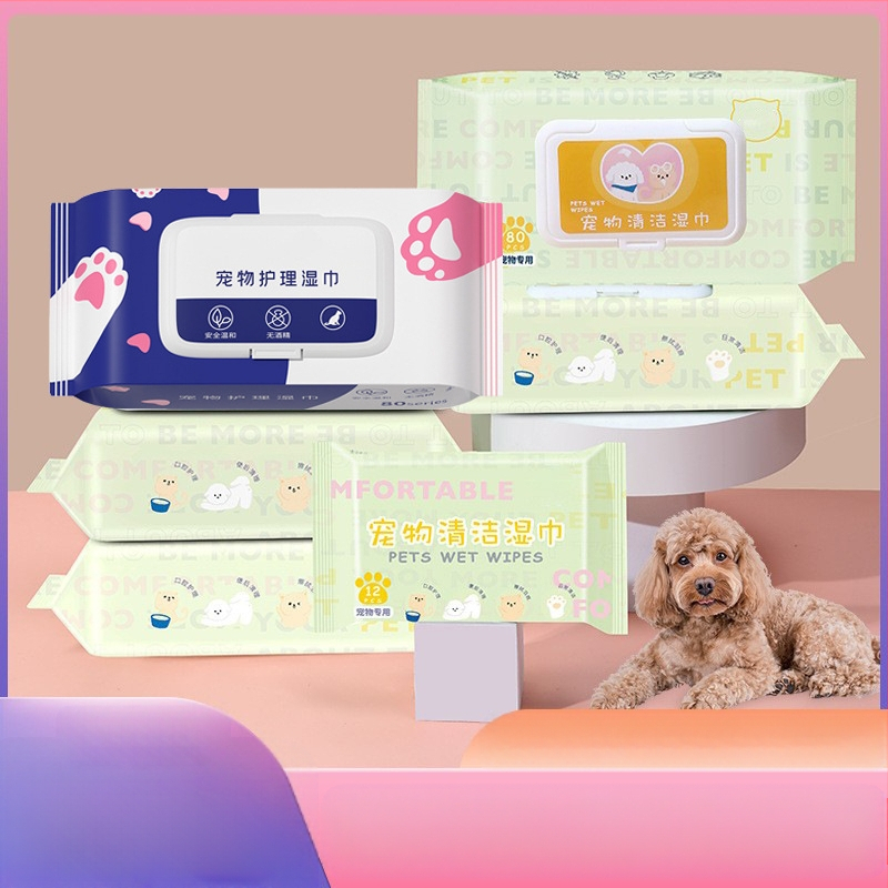 Lemmikloomade niisked salvrätikud 80 spetsiaalset mitte-nühkivat pisarat kassidele ja koertele Kehaosade desodoreerivad niisked salvrätikud