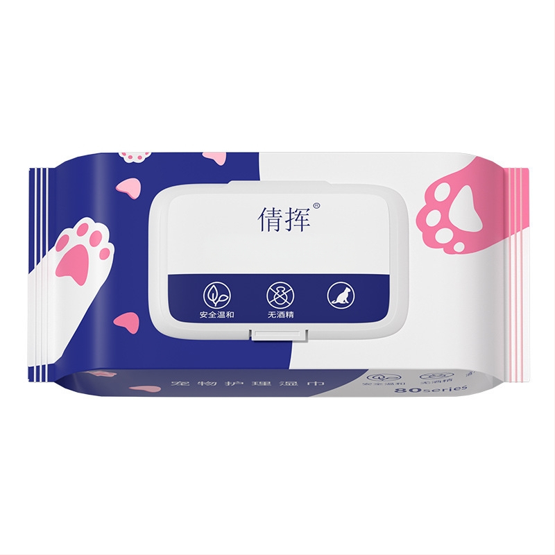 Lemmikloomade niisked salvrätikud 80 spetsiaalset mitte-nühkivat pisarat kassidele ja koertele Kehaosade desodoreerivad niisked salvrätikud