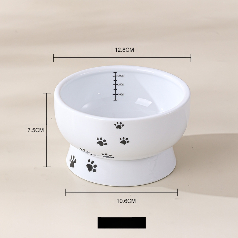 Suupistekonserveeritud kassikauss, ümberminekuvastane lemmikloomade joogikauss, kaelalülisid kaitsev, kõrge jalaga keraamiline kassitoidukauss