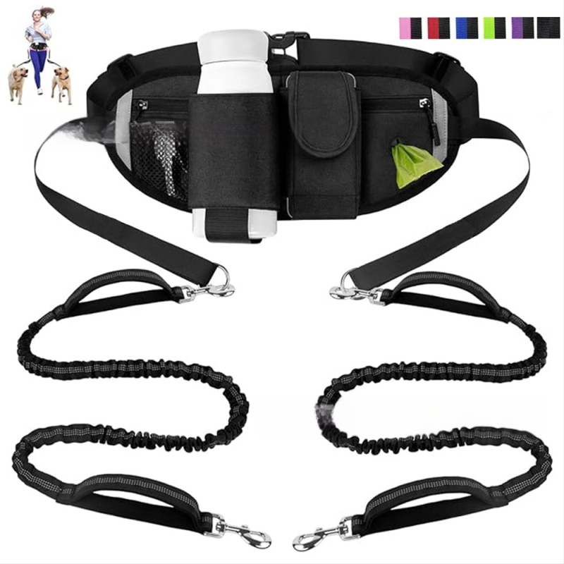 Amazon torba za struk s povodcem za kućne ljubimce, jedna povodica za dva kućna ljubimca, najlonsko uže za sportove na otvorenom, fluorescentna povodica protiv gubitka psa