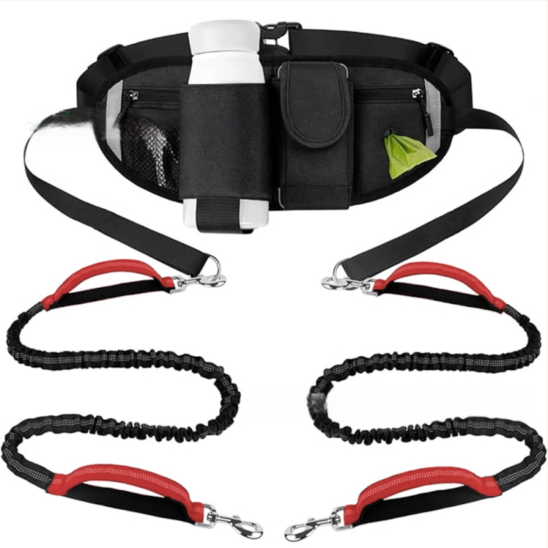 Amazon torba za struk s povodcem za kućne ljubimce, jedna povodica za dva kućna ljubimca, najlonsko uže za sportove na otvorenom, fluorescentna povodica protiv gubitka psa
