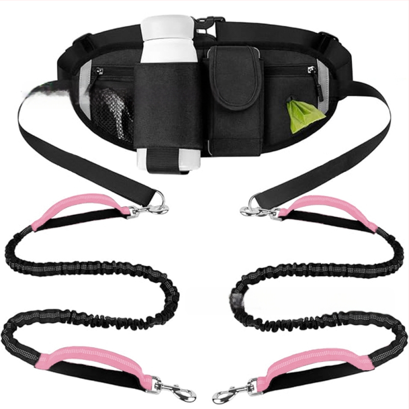 Amazon torba za struk s povodcem za kućne ljubimce, jedna povodica za dva kućna ljubimca, najlonsko uže za sportove na otvorenom, fluorescentna povodica protiv gubitka psa