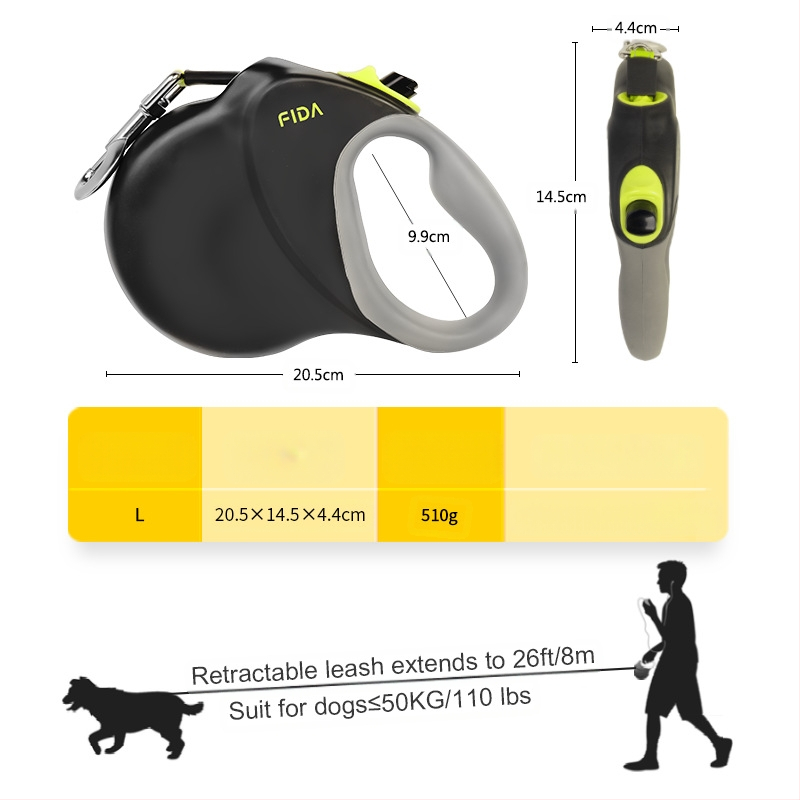 Povodac za kućne ljubimce 8 m povodac za pse najlonski automatski uvlačivi crni povodac za pse oprema za kućne ljubimce