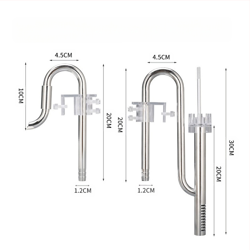 Аксесоари за аквариум за трева, вход и изход от неръждаема стомана за отстраняване на маслено фолио, филтър за аквариум за трева, кофа, оборудване, водопровод