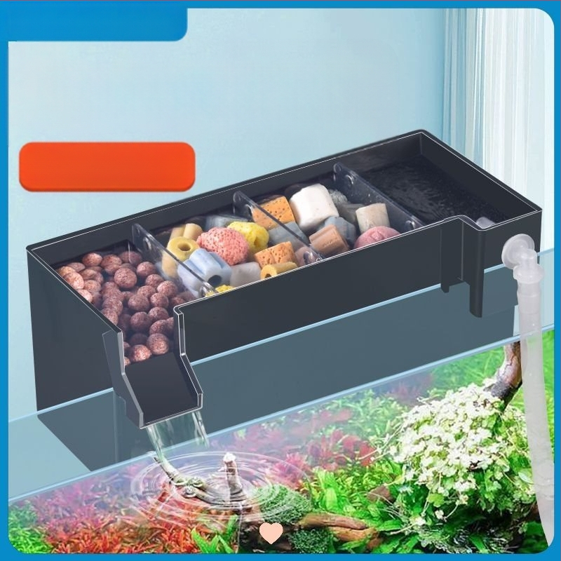 Maza zivju tvertnes filtra ūdens attīrīšanas cikls trīs vienā klusināts ārējais sienas attīrīšanas filtra kaste pilienveida kaste skābekļa padeve