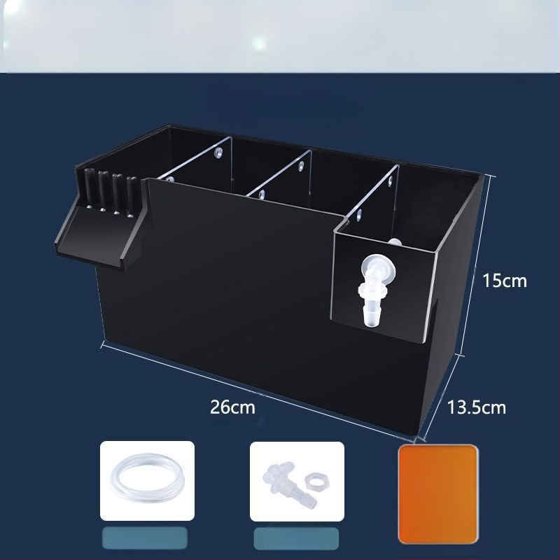 Maza zivju tvertnes filtra ūdens attīrīšanas cikls trīs vienā klusināts ārējais sienas attīrīšanas filtra kaste pilienveida kaste skābekļa padeve