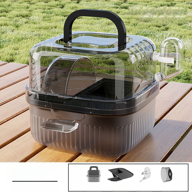 Hamsteri taskust väljas olev puuri meekott kasvas taskust väljas kaasaskantavatest hingavatest tarvikutest kuldne karu läbipaistev taskust väljas olev väikese lemmiklooma seljakott