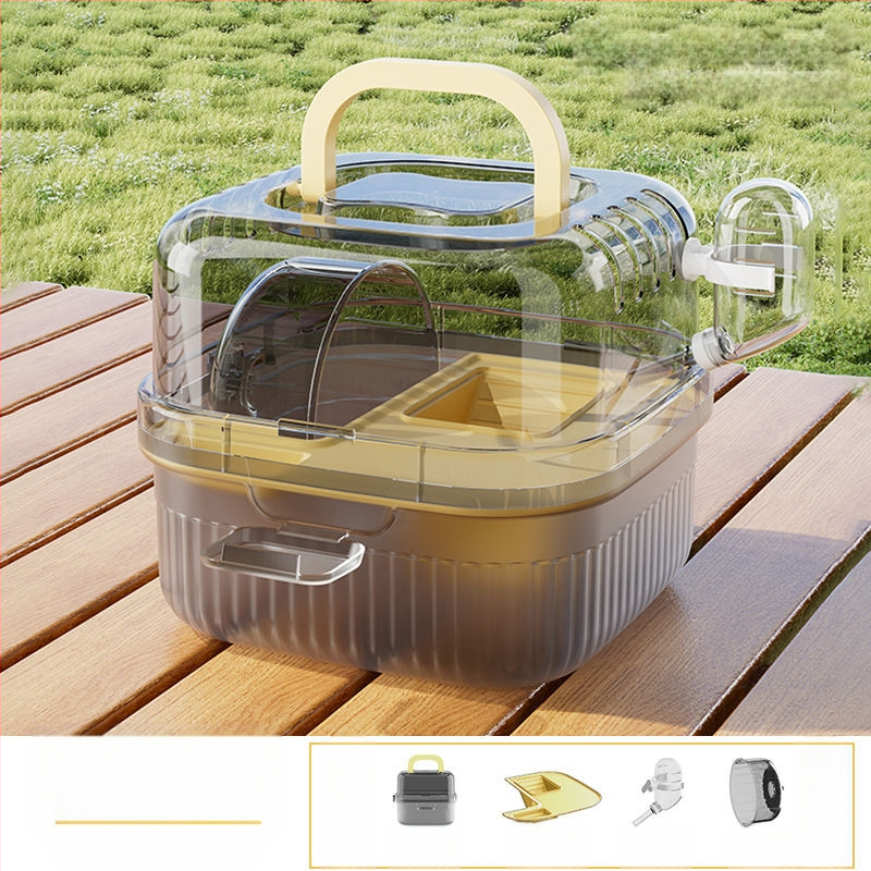 Hamsteri taskust väljas olev puuri meekott kasvas taskust väljas kaasaskantavatest hingavatest tarvikutest kuldne karu läbipaistev taskust väljas olev väikese lemmiklooma seljakott