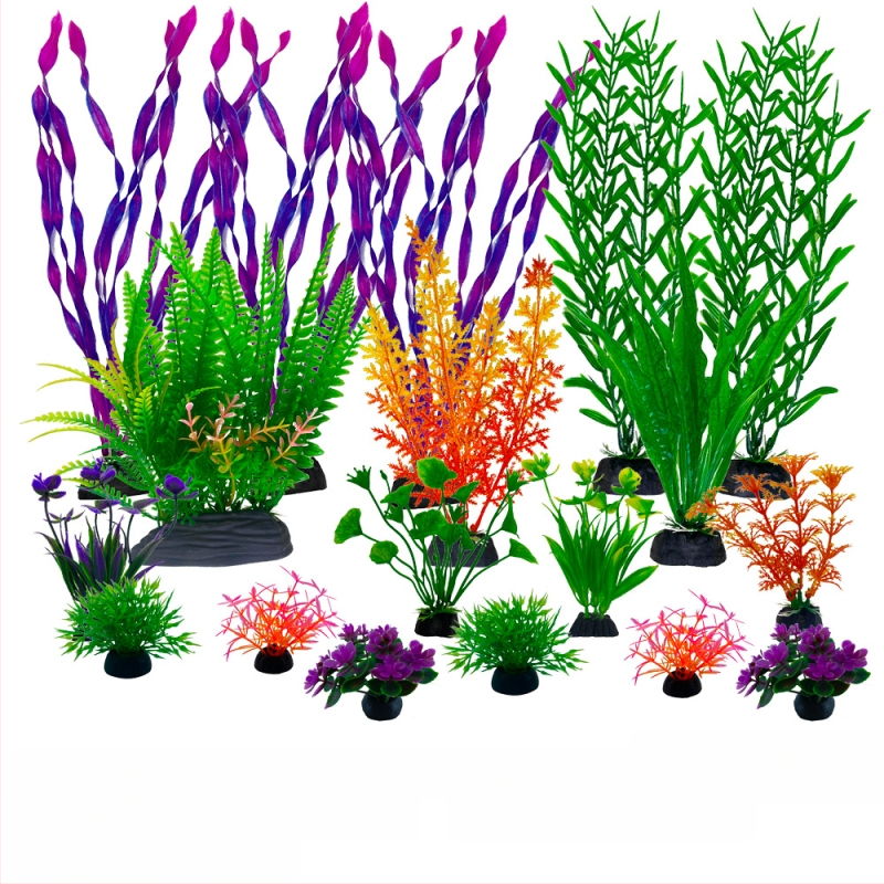 Akvaariumi haljastus, täielik simulatsioonivee rohu kaunistuskomplekt, akvaariumi plastist võltsvetikad, laisk pakend, hulgimüük