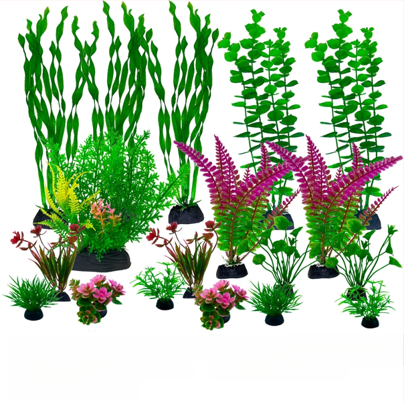 Akvaariumi haljastus, täielik simulatsioonivee rohu kaunistuskomplekt, akvaariumi plastist võltsvetikad, laisk pakend, hulgimüük