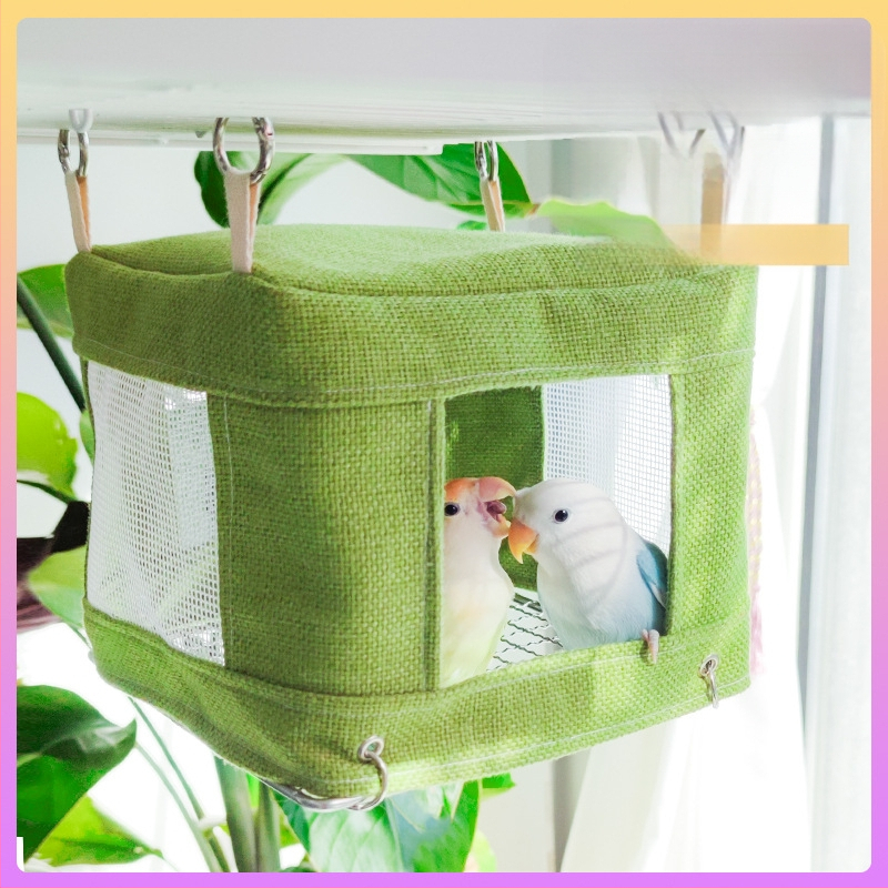 Papagoi roostevabast terasest põhjavõrk, lahe maja suvine linnupesa, rippuv linnupesa, hingav põhjavõrk, magamistelgi linnumänguasi