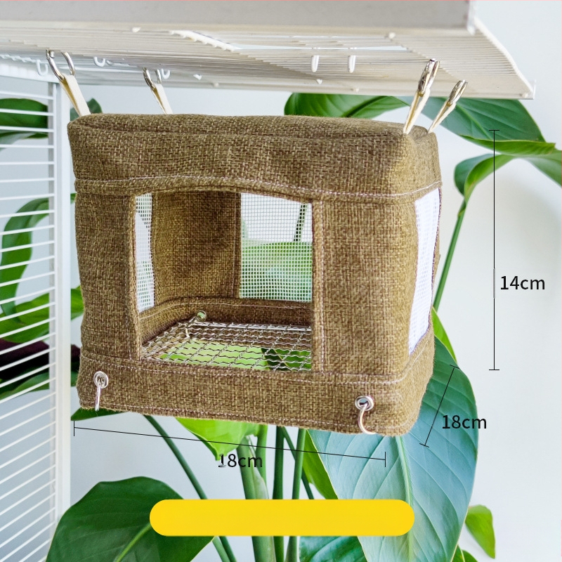 Papagoi roostevabast terasest põhjavõrk, lahe maja suvine linnupesa, rippuv linnupesa, hingav põhjavõrk, magamistelgi linnumänguasi