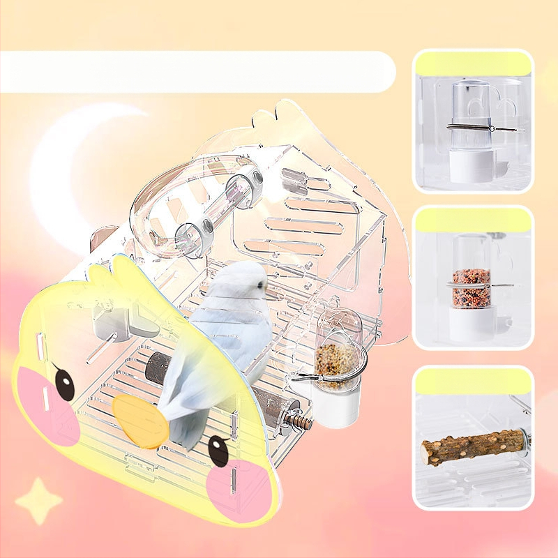 Lemmiklooma Shang Tian papagoi puuriga Läbipaistev väljasõidupuur Linnuvaatluspuur Tiigri nahast pojengist Xuan Fengi dekoratiivne akrüül väljasõidupuur