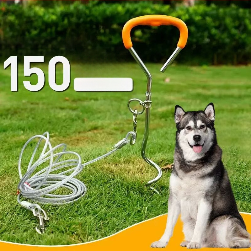 kvaliteetne välistingimustes kasutatavate lemmikloomade roostevabast terasest maapealsete naeltega poltidega koeravaia terasest traatkett veojõuköie kinnituspolt telkimistarvikud väliskaubandus