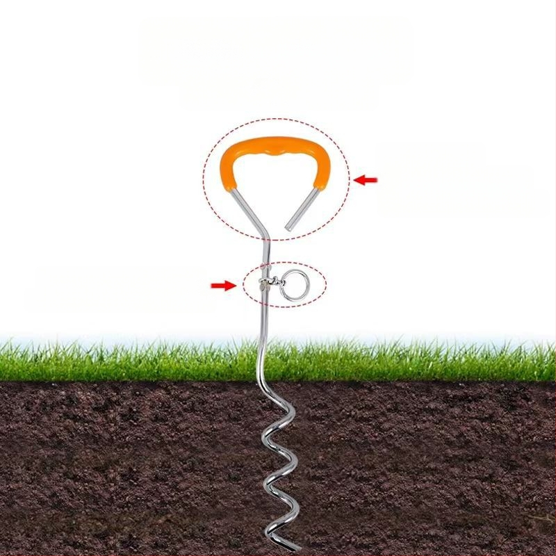 kvaliteetne välistingimustes kasutatavate lemmikloomade roostevabast terasest maapealsete naeltega poltidega koeravaia terasest traatkett veojõuköie kinnituspolt telkimistarvikud väliskaubandus