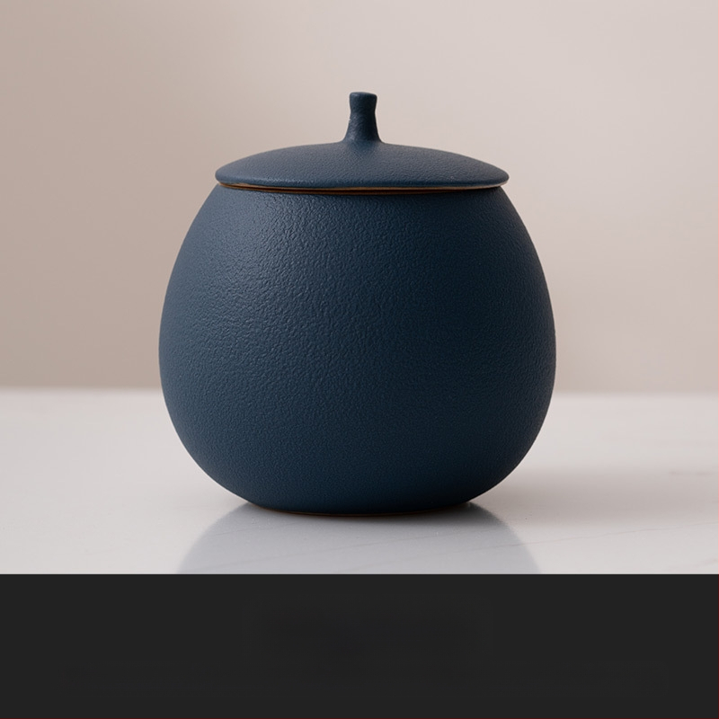 Bézs kerámia teáskanna, üres doboz, kis lezárt doboz, háztartási fekete tea, pu'er longjing tároló teadoboz, nedvességálló tárolódoboz