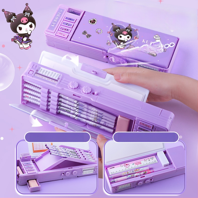 Ärge ostke kodumaise e-kaubanduse jaoks】Multifunktsionaalne kirjatarvete karp, ehtne Sanrio tüdrukute kombineeritud lukuga pliiatsiümbris mehhanismiga