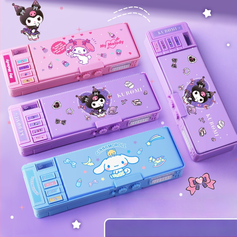 Ärge ostke kodumaise e-kaubanduse jaoks】Multifunktsionaalne kirjatarvete karp, ehtne Sanrio tüdrukute kombineeritud lukuga pliiatsiümbris mehhanismiga