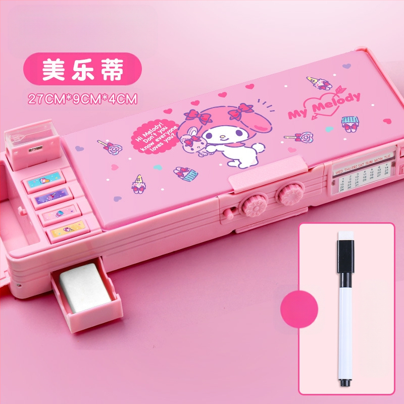 Ärge ostke kodumaise e-kaubanduse jaoks】Multifunktsionaalne kirjatarvete karp, ehtne Sanrio tüdrukute kombineeritud lukuga pliiatsiümbris mehhanismiga